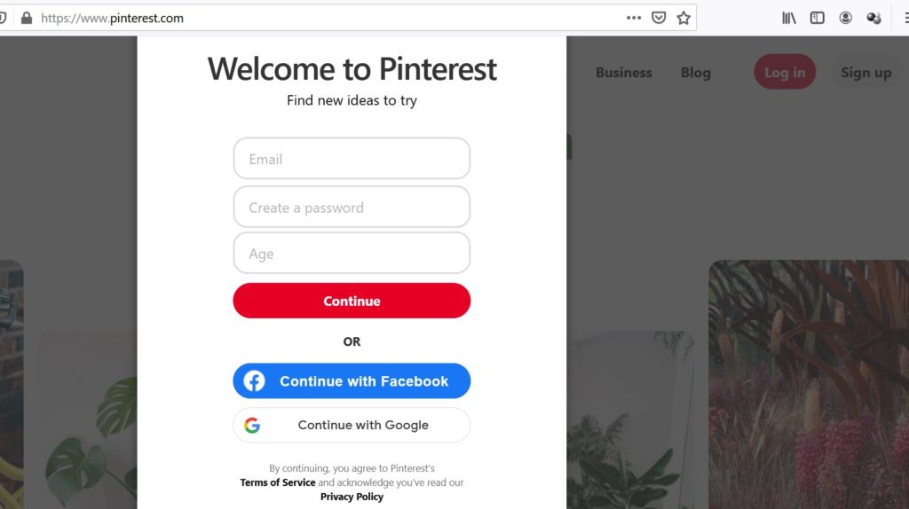 Step 1 - Sign Up Pinterest Account