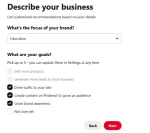 Fill up detail for Business Account